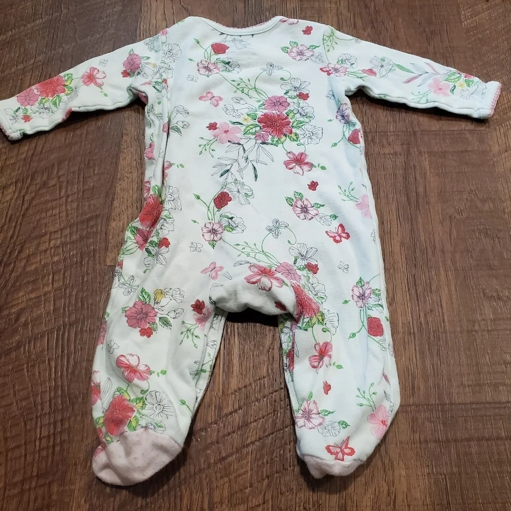 First Impressions Baby Girl Floral Footed Pajamas Sleep Mint Green Pastel 0-3M